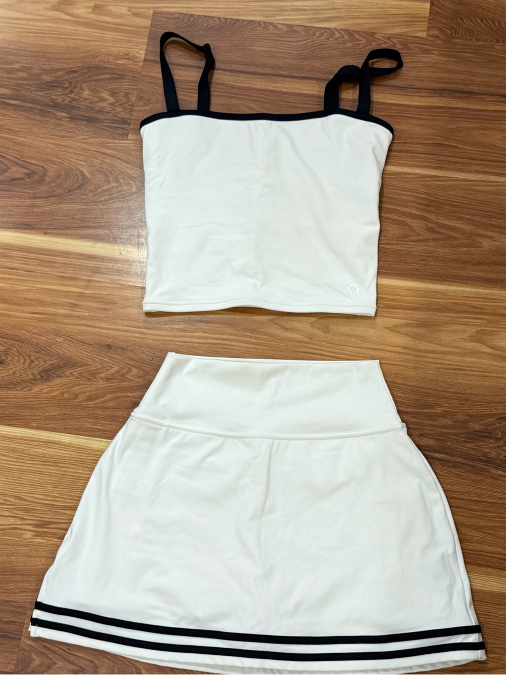 White A-Line Skirt with Black Trim - Women's Athletic Skirt